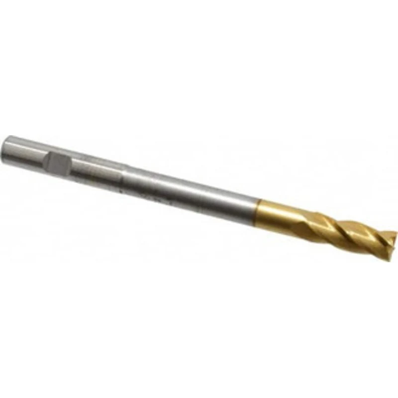 Hertel 3/8, 1 LOC, 3/8 Shank Diam, 5 OAL, 4 Flute, High Speed Steel Square End Mill Single End, TiN Finish, Centercut...